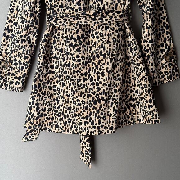 Forever 21 sz S tan black cheetah‎ print cotton belted coat - Picture 8 of 10